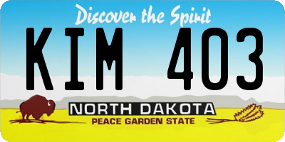 ND license plate KIM403