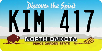 ND license plate KIM417