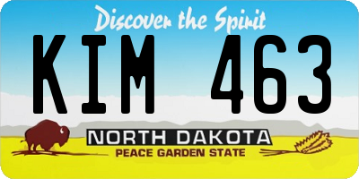 ND license plate KIM463