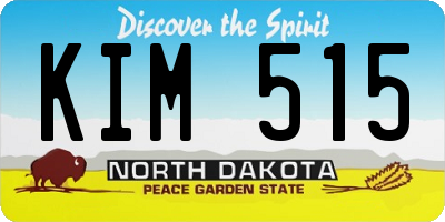 ND license plate KIM515