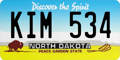 ND license plate KIM534