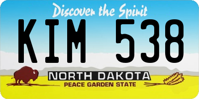 ND license plate KIM538