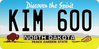 ND license plate KIM600