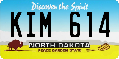 ND license plate KIM614