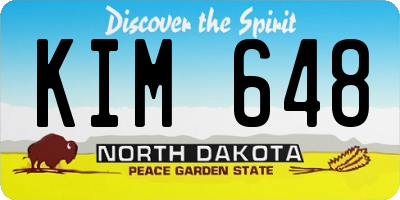 ND license plate KIM648