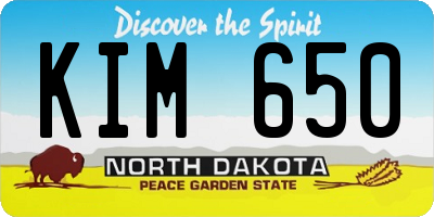 ND license plate KIM650