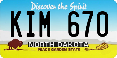 ND license plate KIM670