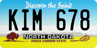 ND license plate KIM678