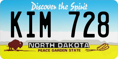 ND license plate KIM728