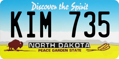 ND license plate KIM735