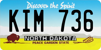 ND license plate KIM736