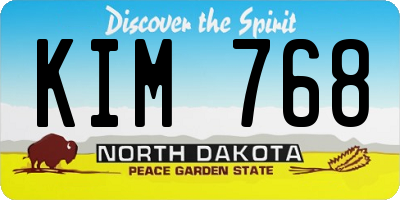 ND license plate KIM768