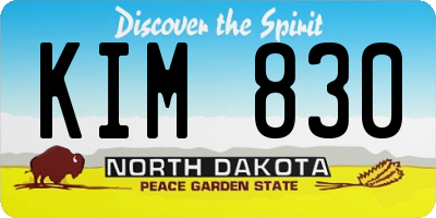 ND license plate KIM830