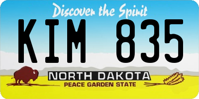 ND license plate KIM835