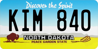 ND license plate KIM840