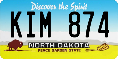 ND license plate KIM874