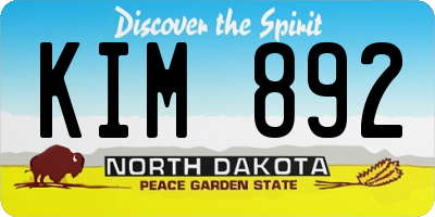 ND license plate KIM892