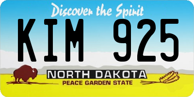 ND license plate KIM925