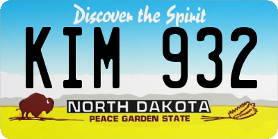 ND license plate KIM932