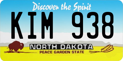 ND license plate KIM938