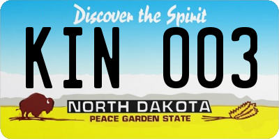ND license plate KIN003