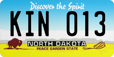 ND license plate KIN013