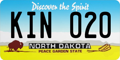 ND license plate KIN020