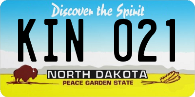 ND license plate KIN021