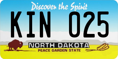 ND license plate KIN025