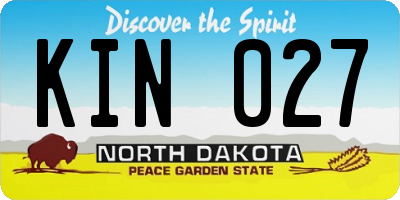 ND license plate KIN027