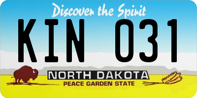 ND license plate KIN031