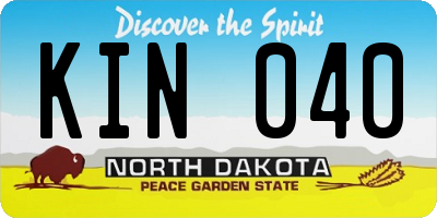 ND license plate KIN040