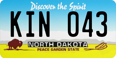 ND license plate KIN043
