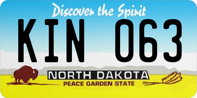 ND license plate KIN063