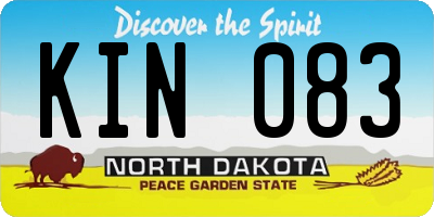 ND license plate KIN083