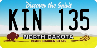 ND license plate KIN135
