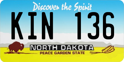 ND license plate KIN136