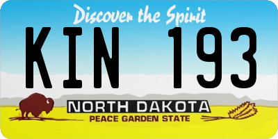 ND license plate KIN193