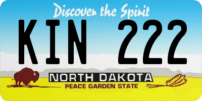 ND license plate KIN222