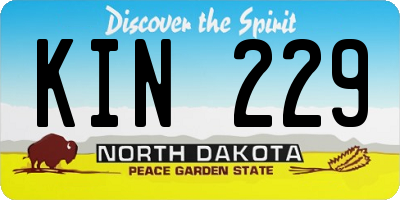 ND license plate KIN229