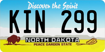 ND license plate KIN299
