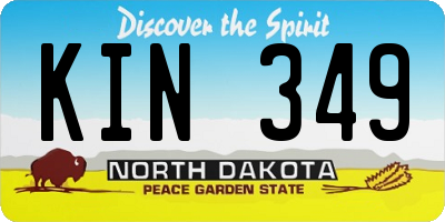 ND license plate KIN349