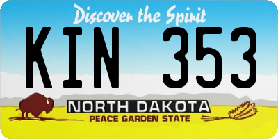 ND license plate KIN353