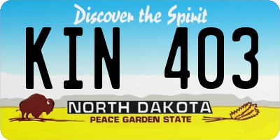 ND license plate KIN403