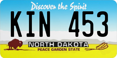 ND license plate KIN453