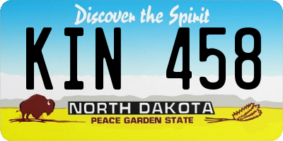 ND license plate KIN458