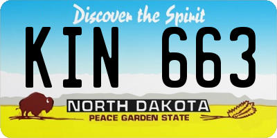 ND license plate KIN663