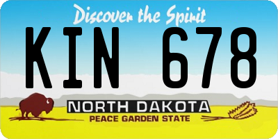 ND license plate KIN678
