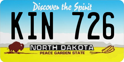ND license plate KIN726