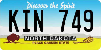 ND license plate KIN749